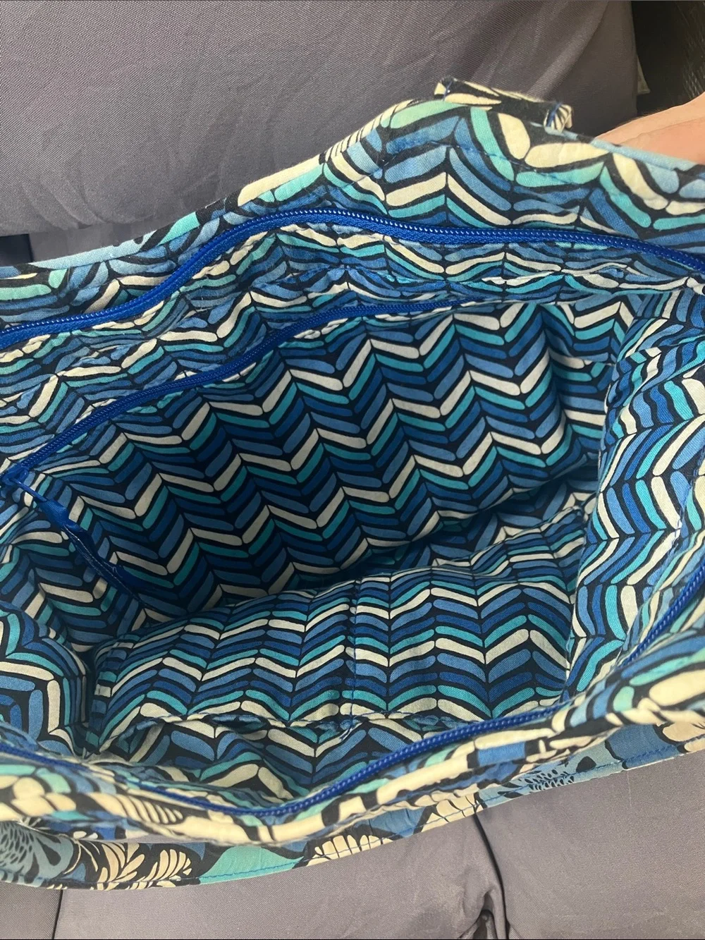 Vera Bradley Blue Floral Quilted Tote Bag